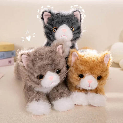 Cute Simulation Cat Plush Toys – Realistic Stuffed Kitten Models