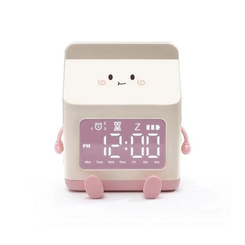 Multifunctional LED Milk Carton Alarm Clock - With Voice Control