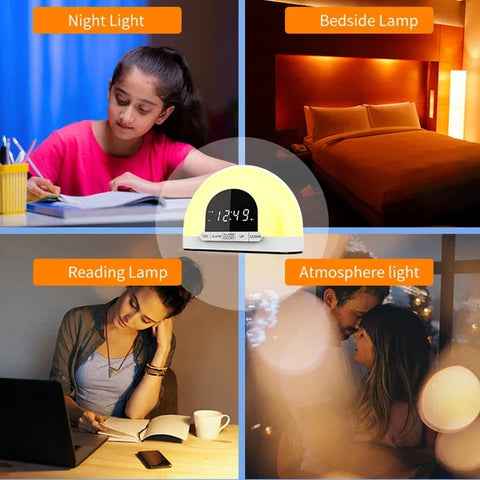 Wake Up Light Alarm Clock - With Intelligent Night Light & Sunrise/Sunset Simulation