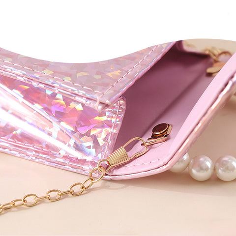Sparkling Sequin Princess Handbag with Pearl Handle