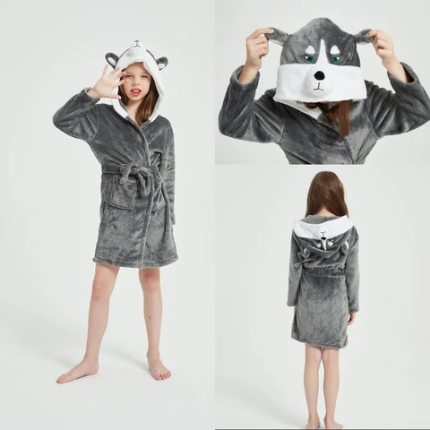 Kids Flannel Bathrobe for Girls – Cute Unicorn & Animal Themed Robe