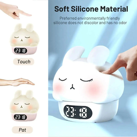 Cute Bunny Digital Alarm Clock - With Night Light for Kids