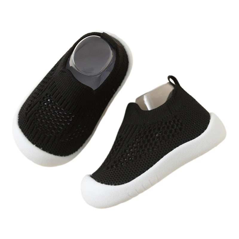 Winter Black Low Sock Shoes – Soft, Warm & Non-Slip Teeny Pandas