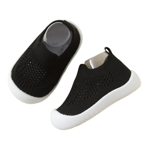 Winter Black Low Sock Shoes – Soft, Warm & Non-Slip Teeny Pandas