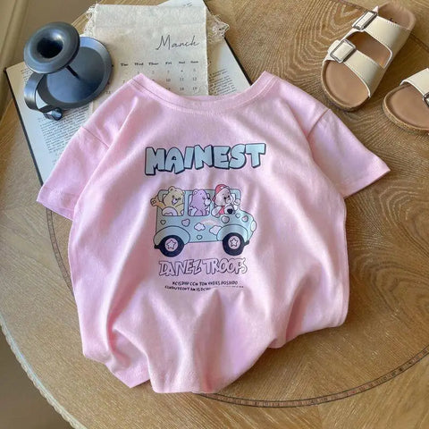 Cartoon T-shirt for Girls – Summer Kids Clothing