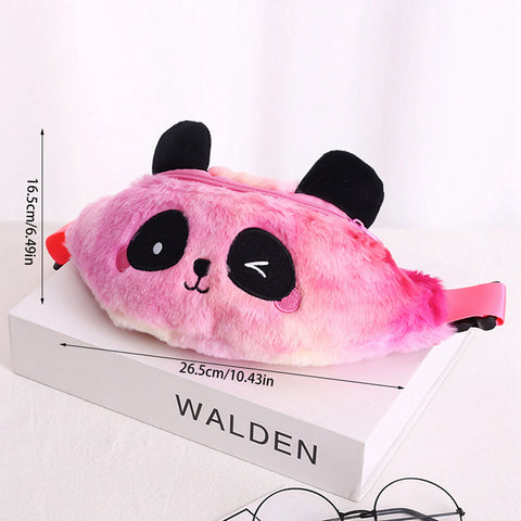 Lovely Panda Plush Fanny Pack – Gradient Color Waist Bag for Kids