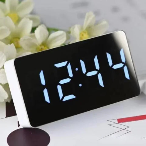 Mirror Table Clock with LED Light for Kids