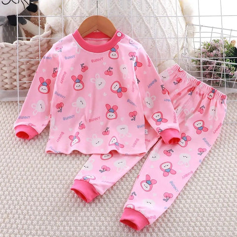2pcs Baby Pajama Set - Cartoon Cotton Long Sleeve Pajama Set