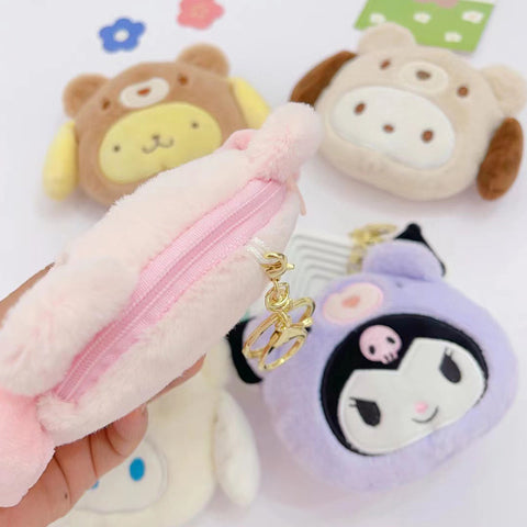 Cartoon Plush Keychain Wallet