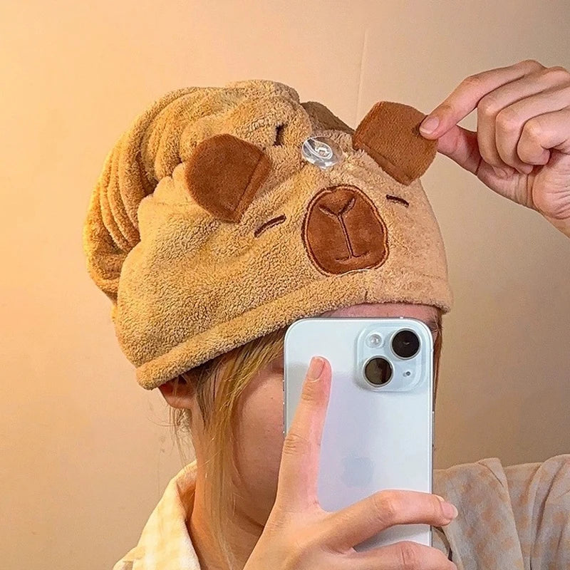 Capybara Hair Towel Hat- Quick-Drying and Easy to Use! Teeny Pandas
