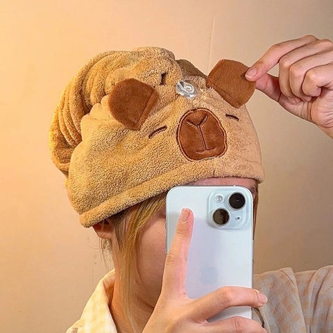 Capybara Hair Towel Hat- Quick-Drying and Easy to Use! Teeny Pandas