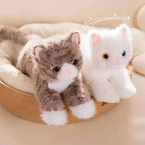 Cute Simulation Cat Plush Toys – Realistic Stuffed Kitten Models