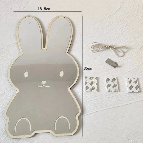 Cute Bear & Rabbit Shape Acrylic Mirror – Kids Room Decorative Wall Decor