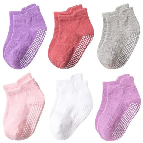 Six Pairs Spring and Autumn Anti-Slip Cotton Kids Socks
