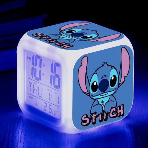 Stitch LED Color Alarm Clock - Lilo & Stitch Cartoon Figure Toy for Kids