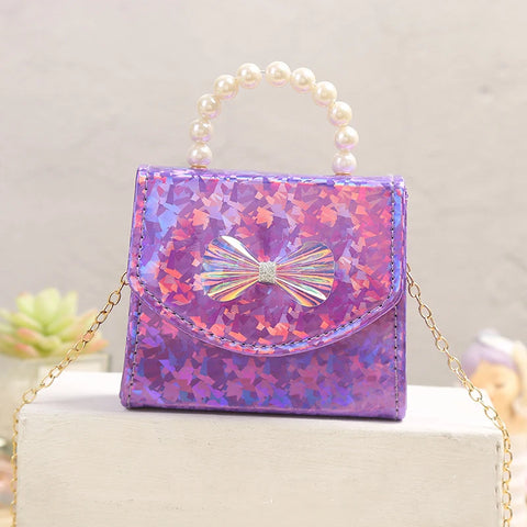 Sparkling Sequin Princess Handbag with Pearl Handle
