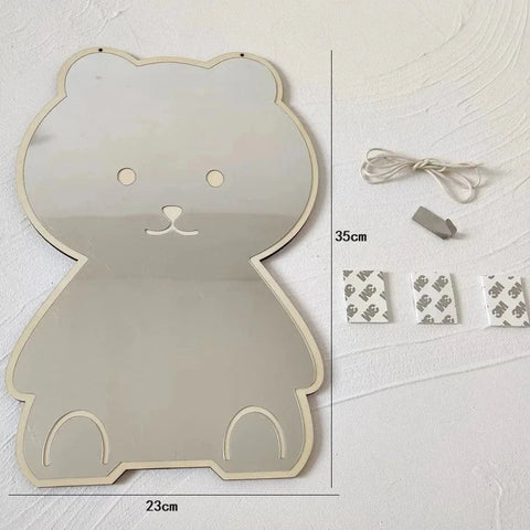 Cute Bear & Rabbit Shape Acrylic Mirror – Kids Room Decorative Wall Decor