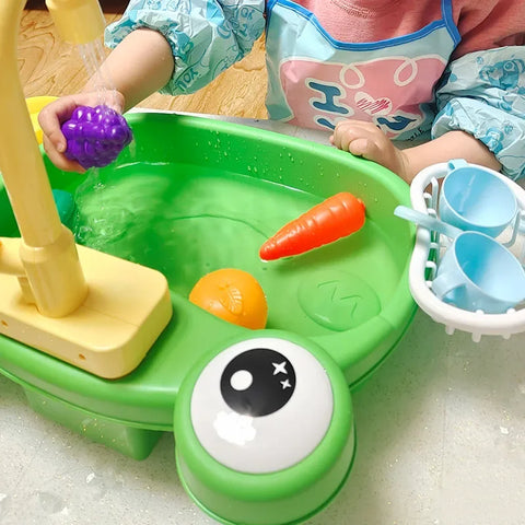 Interactive Kids' Kitchen Sink Playset with Real Water Flow Teeny Pandas
