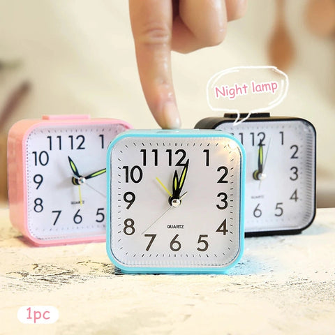 Square Analog Display Alarm Clock with Night Light