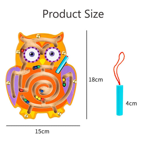 Wooden Educational Magnetic Maze Toy for Kids - Montessori Pen & Bead Game