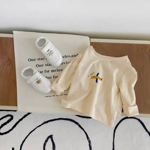 Children's Long Sleeve Top – Printed Baby Boys O-neck Pullover Blouse