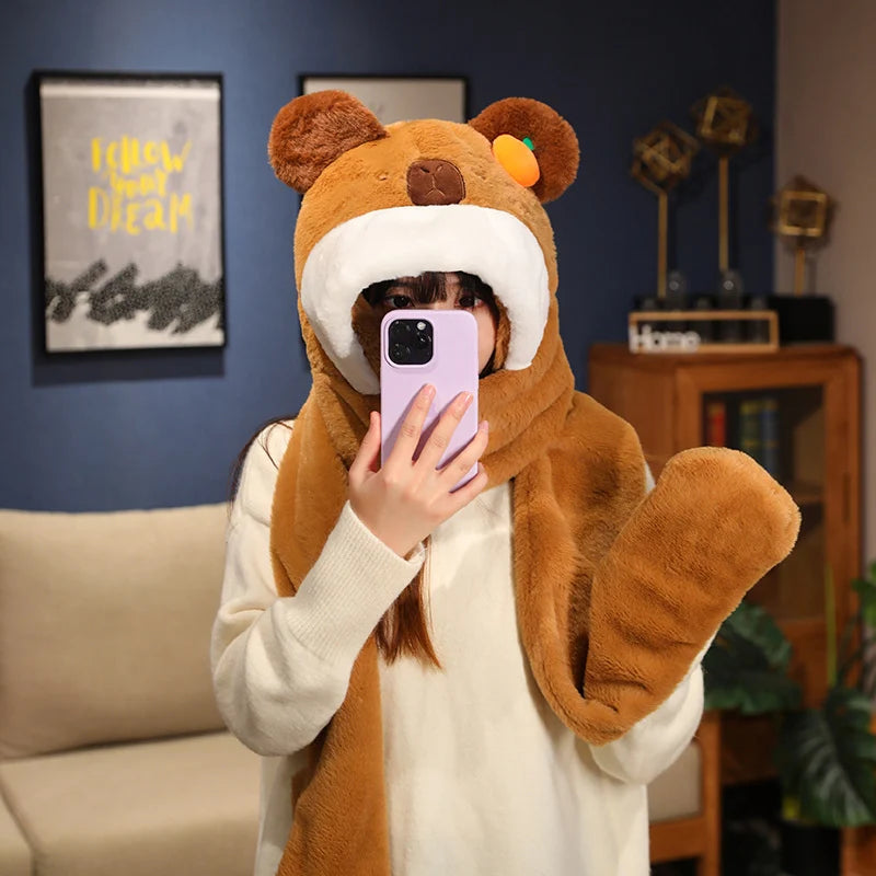 3-in-1 Kids Hoodie Scarf with Gloves - For Endless Cuddles! Teeny Pandas