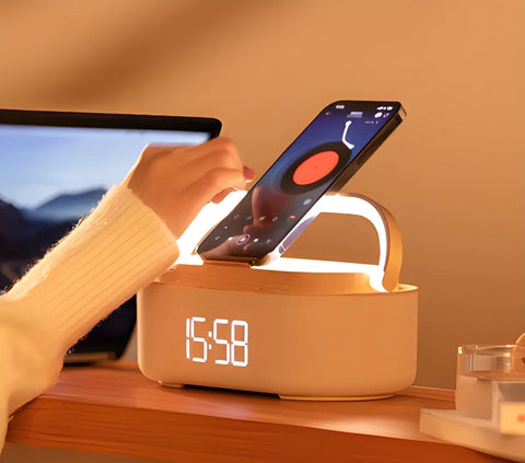 LED Digital Clock with Wireless Charger & Bluetooth Speakers