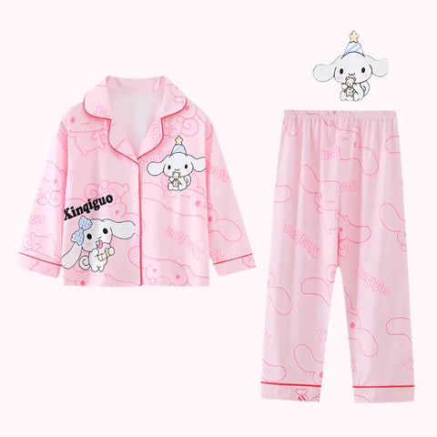 Kids Pajama Set – Soft Casual Lapel Cartoon Sleepwear for Autumn and Winter