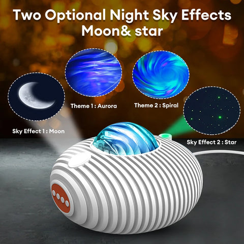 LED Aurora Galaxy Projector Night Lamp - With Bluetooth Speaker