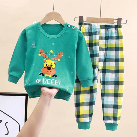 Cartoon Cute Girls Pajama Set - Cotton 2-Piece Long Sleeve Sleepwear