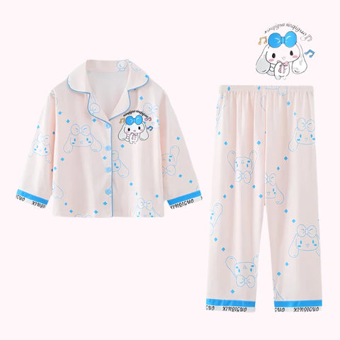 Kids Pajama Set – Soft Casual Lapel Cartoon Sleepwear for Autumn and Winter