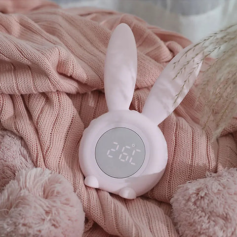 Cute Bunny Ears LED Silent Digital Alarm Clock - Perfect Bedroom Decoration