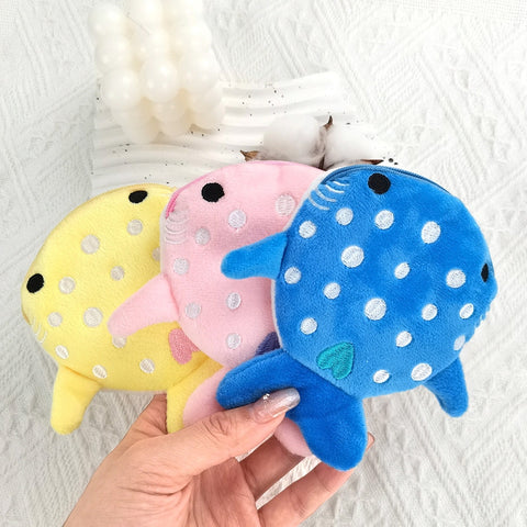 Multicolor Cute Plush Whale Fish Coin Purse for Kids