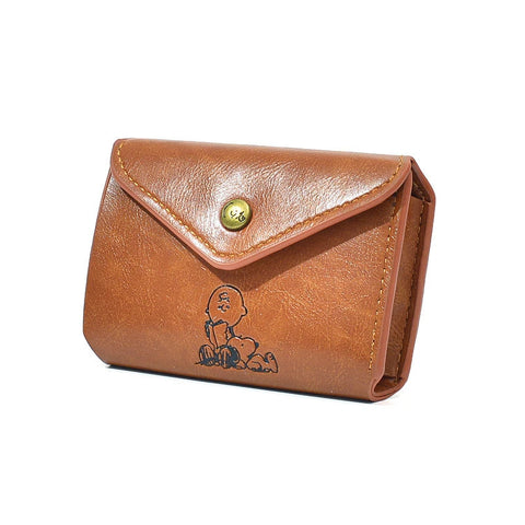 Vintage Cartoon Three-Fold Wallet – PU Leather Coin Purse and Card Holder