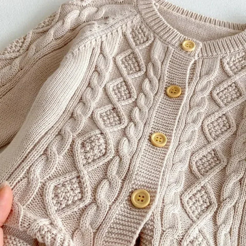 Girls' Sweater Long Sleeve Dress – Retro Ruffle Edge Knitted Wool Dress