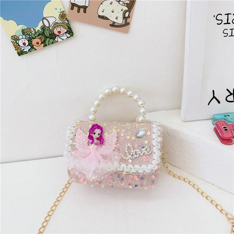 Pearl Handle Mini Sequin Handbag