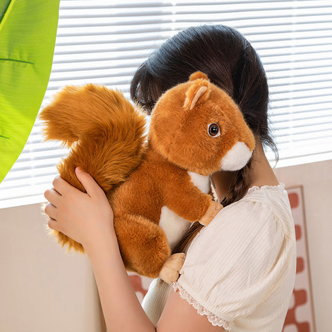 Adorable Furry Hair Big Tail Squirrel and Raccoon Plush Toy – Realistic Soft Stuffed Animal Doll