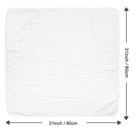 1 Pure White Baby Hooded Towel - Muslin Baby Bath Towel