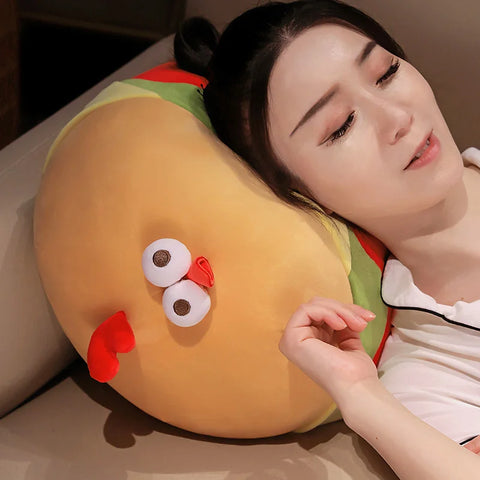 Hamburger Kawaii Cushion - Funny Food Chicken Plush Toy