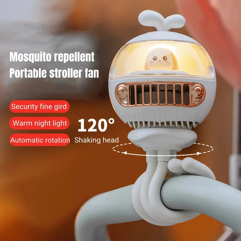 Portable Baby Bunny Stroller Fan - Mosquito Repellant Teeny Pandas