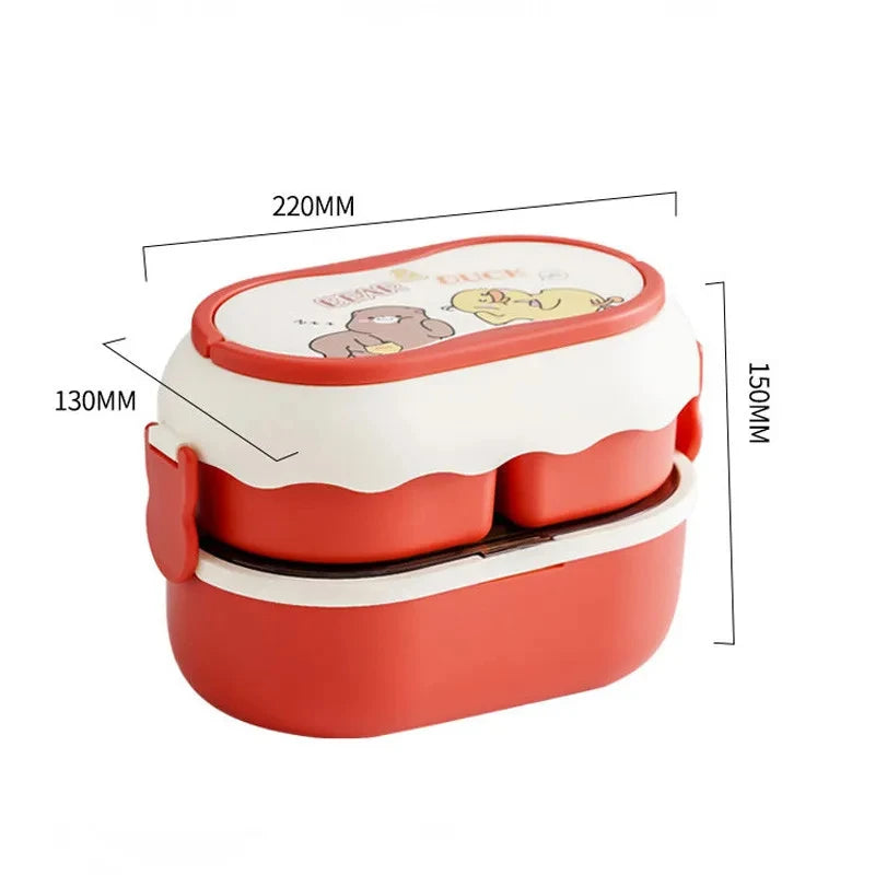 Cartoon Double-Layer Kids Lunch Box – Leakproof, Durable & Perfectly Portable! Teeny Pandas