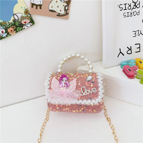 Pearl Handle Mini Sequin Handbag