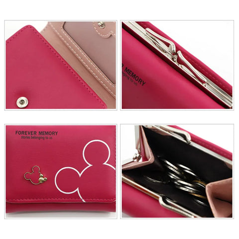 Cartoon Mouse PU Leather Wallet – Mini Short Coin Purse with Card and Photo Slot