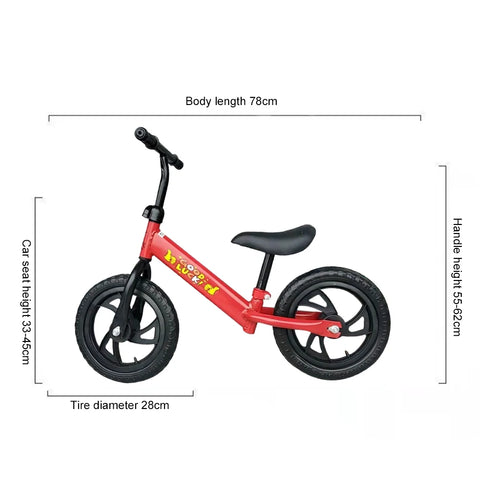 12-Inch No Pedal Balance Bike for Kids - Toddler Training Bicycle