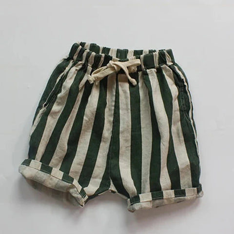 Summer Baby Girls & Boys Striped Shorts - Casual Kids Cotton Linen Pants