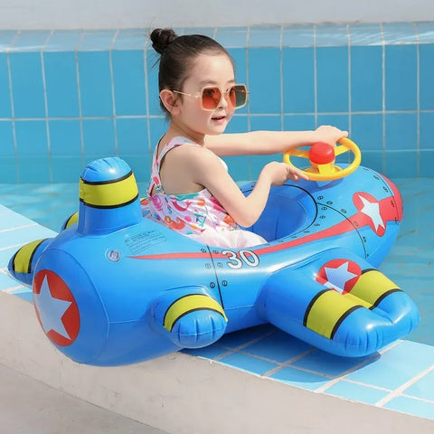 Inflatable Kids Swim Ring – Airplane Pool Float Teeny Pandas