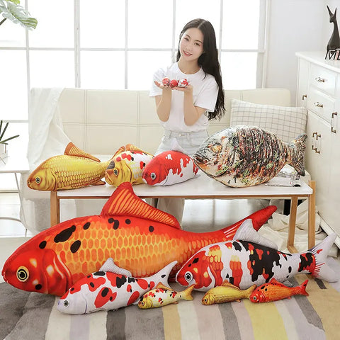 Fish Koi Carp Plush Toy – Lifelike Stuffed Aquatic Fish Pillow for Kids