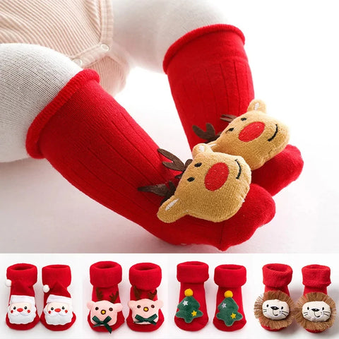 Baby Christmas Socks for Newborns – Cute Non-Slip Winter Cotton Socks for Infants
