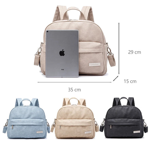 Solid Fashion Nappy Backpack – Waterproof Multi-Function Nappy Changing Bag