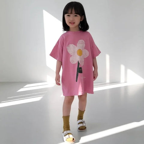 Summer Floral Print Girls' Casual Dress